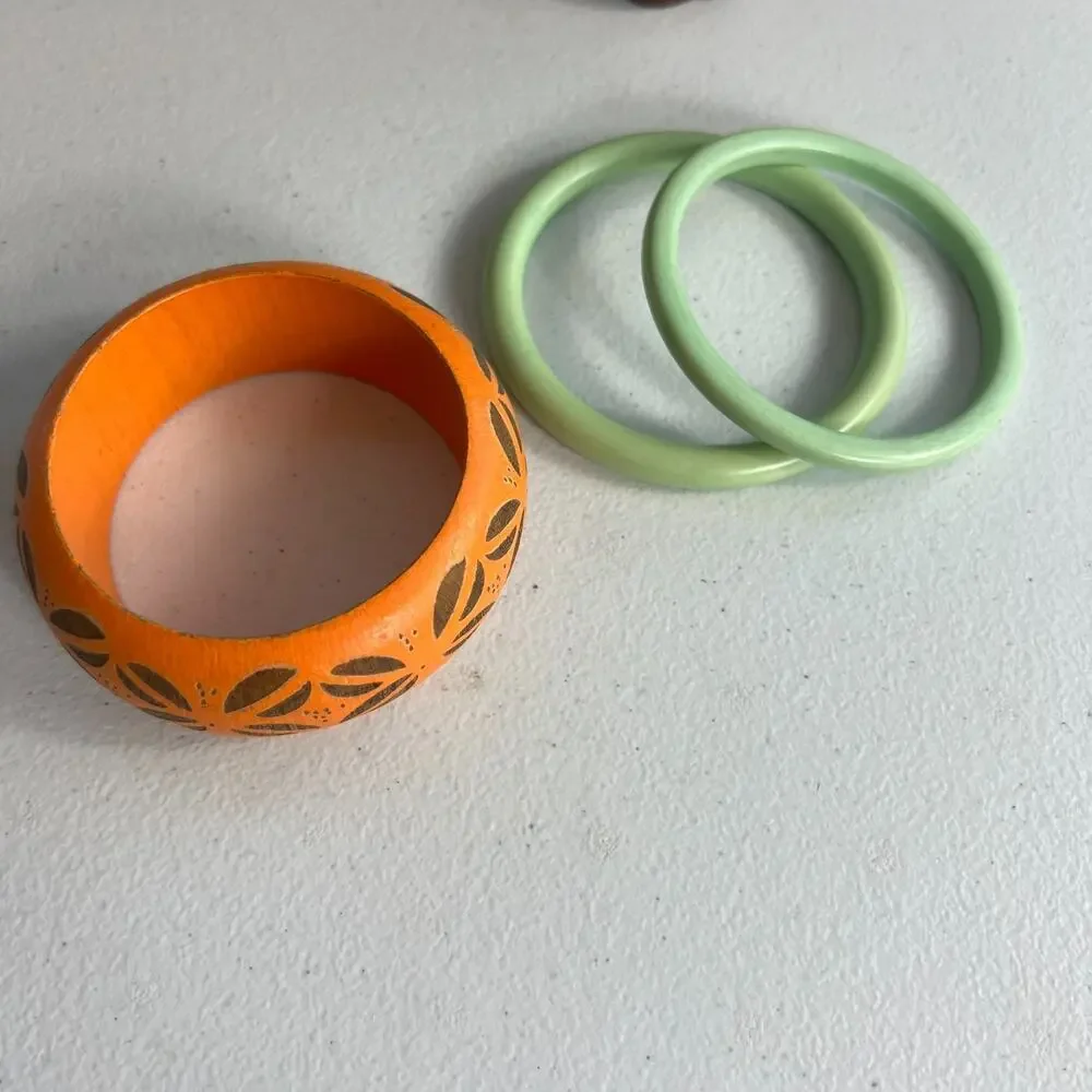 Set of 3 Accessory Boho Bracelets Orange Green